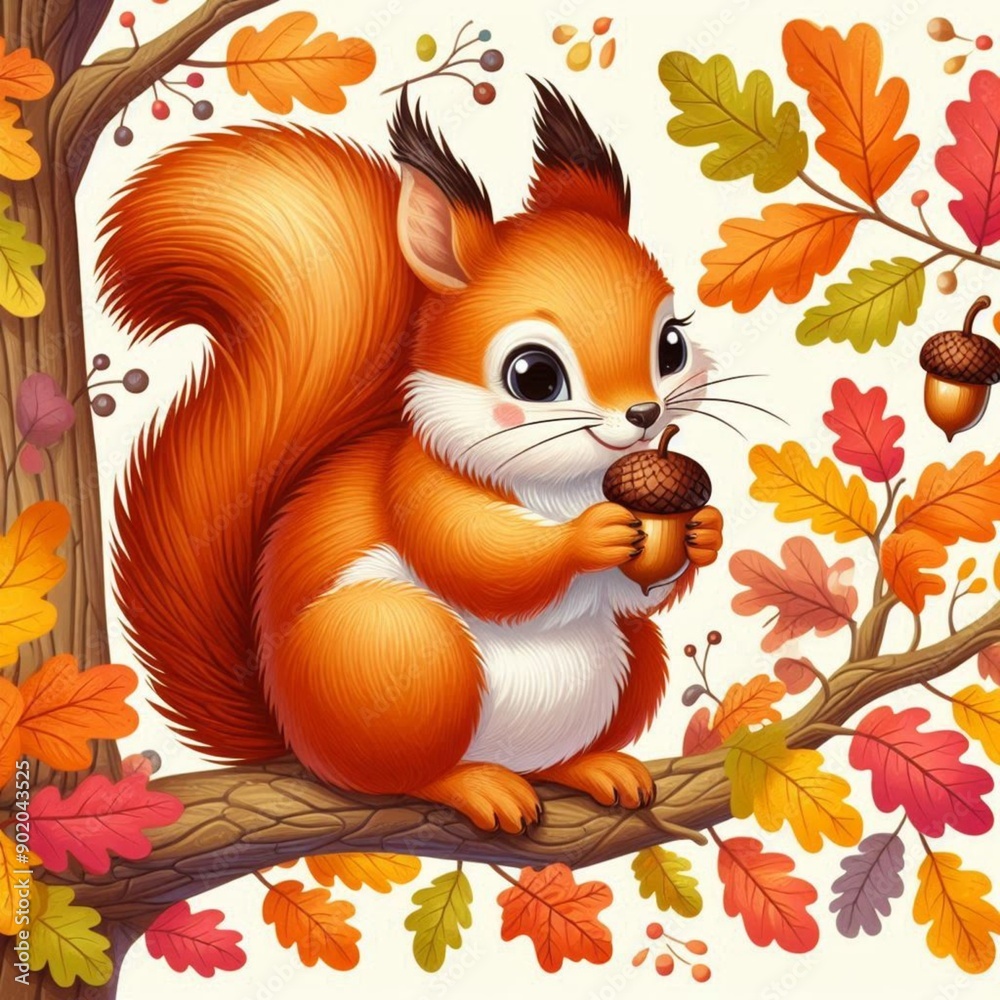 Fototapeta premium squirrel with acorn generative ai 