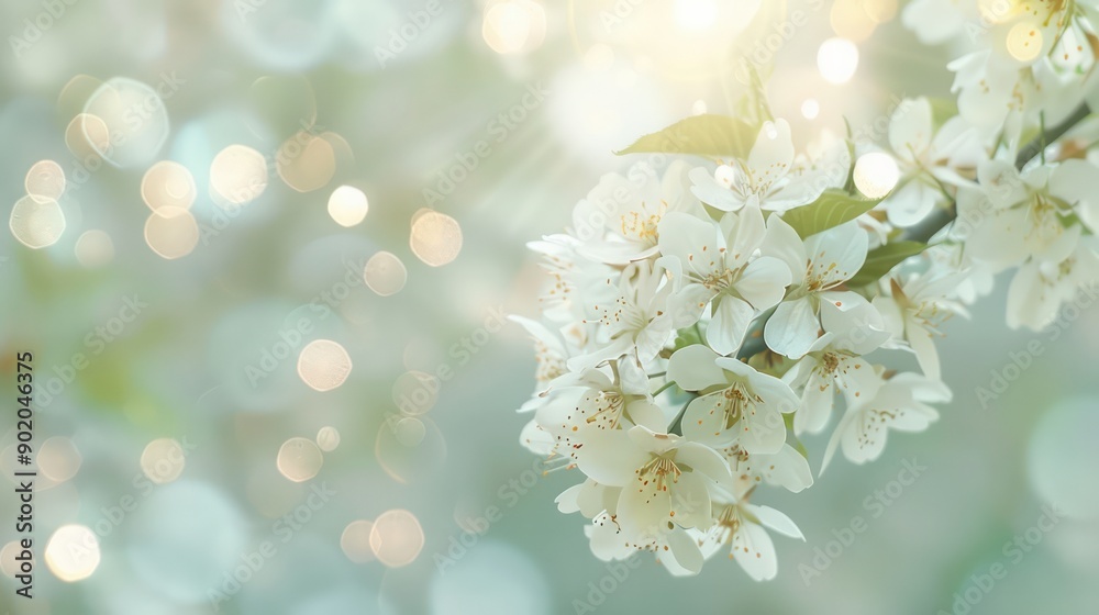 A white flower with a green stem. The flower is surrounded by a blurry background. Concept of serenity and calmness A white flower with a green stem. The flower is surrounded by a blurry background. Concept of serenity and calmness