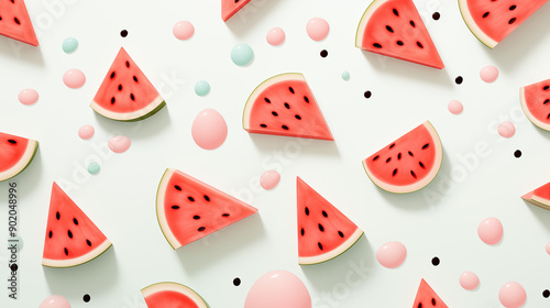 Sliced ​​Melon Watermelon with Water Splash, Abstract Image, Texture, Pattern Background, Wallpaper, Cover and Screen of Smartphone, Cell Phone, Computer, Laptop, 9:16 and 16:9 Format 