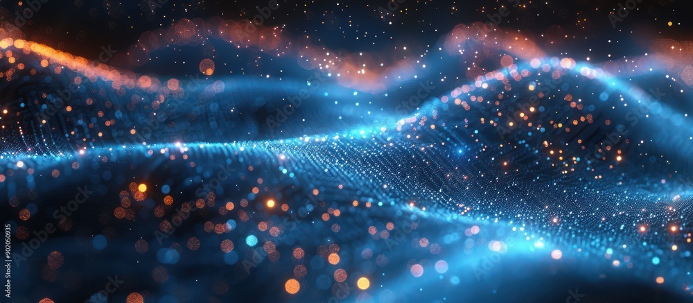 Abstract Blue and Orange Glowing Particles Abstract Blue and Orange Glowing Particles