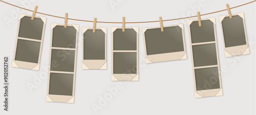 vintage long polaroids in a string with large bottom border