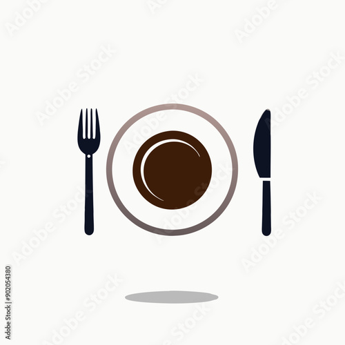 Elegant Plate with Cutlery Icon Perfect for Restaurant and Dining Designs photo