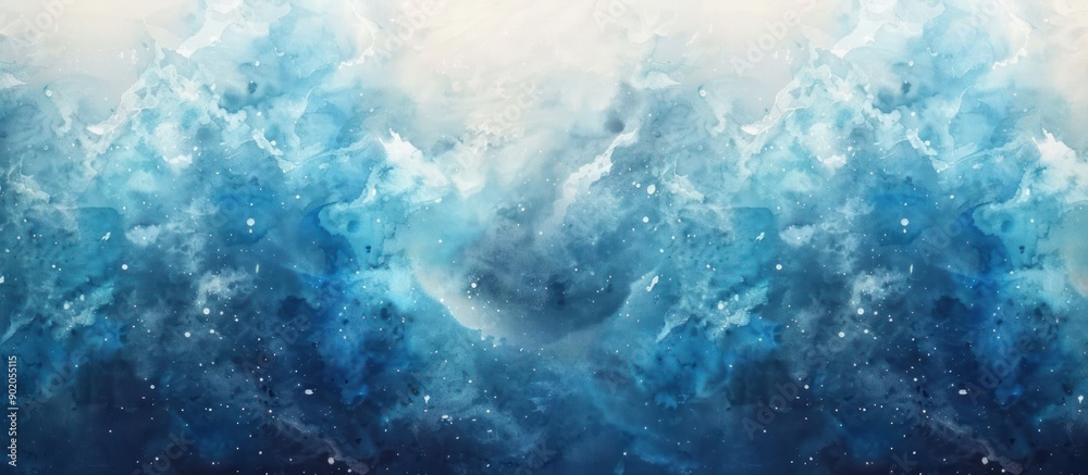 Abstract Watercolor Painting of a Blue Sky with White Stars Abstract Watercolor Painting of a Blue Sky with White Stars