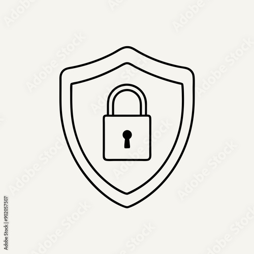 Secure Your Brand Innovative Shield with Padlock Icon Concept for Logo Design photo