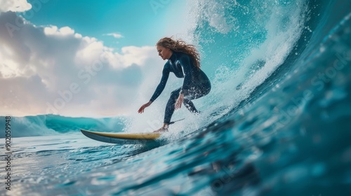 Fototapeta Naklejka Na Ścianę i Meble -  Portrait of Surfer Woman