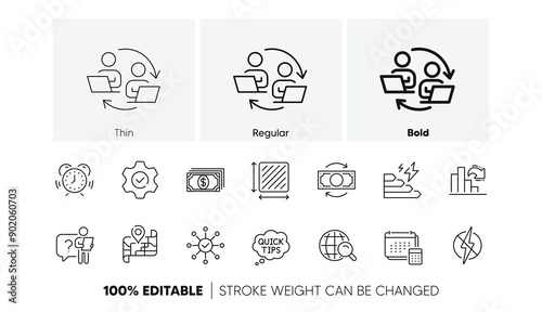 Payment, Teamwork process and Time management line icons. Pack of Decreasing graph, Execute, Quick tips icon. Survey check, Change money, Internet search pictogram. Consumption growth. Vector
