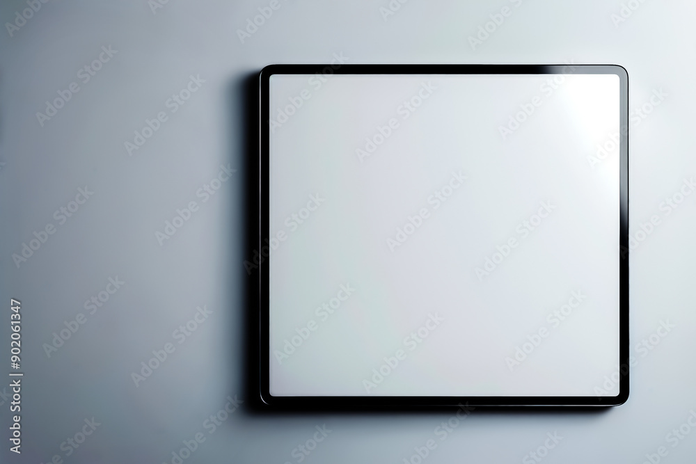 Minimalist square clock with a sleek black frame on a plain light gray wall background. Modern and stylish home or office decor. Minimalist square clock with a sleek black frame on a plain light gray wall background. Modern and stylish home or office decor.