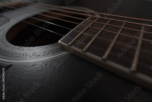 Acoustic guitar close-up. Selective focus