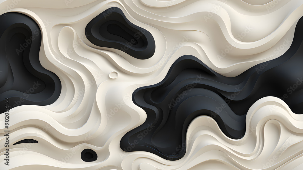 Fototapeta premium abstract black and white pattern with geometry shapes and organic free forms background