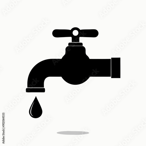 Stylish Vector Faucet Design on White Background Clean and Modern Water Symbol photo