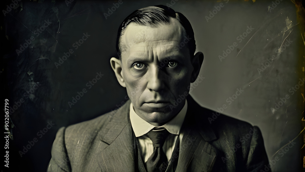 Fototapeta premium old black and white photograph of a scary man