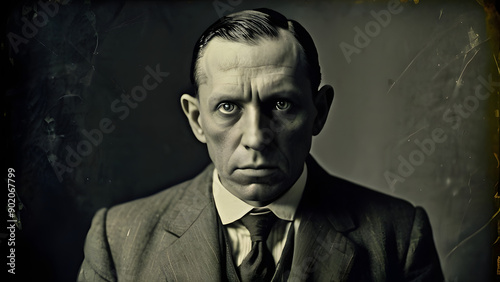 old black and white photograph of a scary man