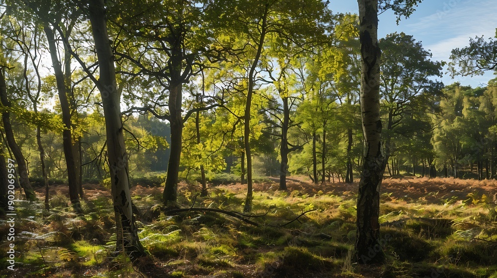 Obraz premium View of woods near Lyndhurst a large village and civil parish situated in the New Forest National Park in Hampshire England UK : Generative AI