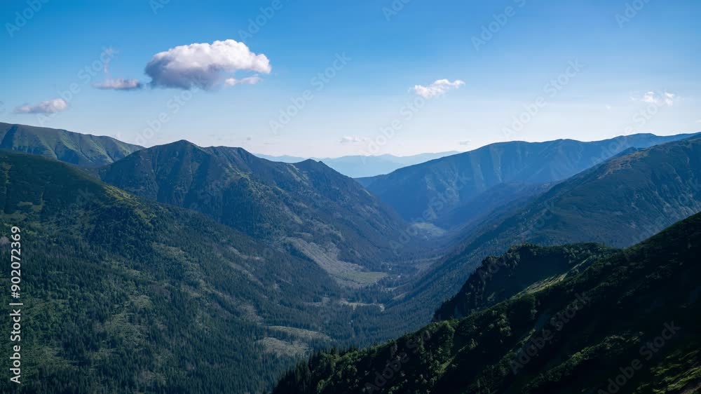 Timelapse of Tatra Mountains Valley with Partly Cloudy Sky Timelapse of Tatra Mountains Valley with Partly Cloudy Sky
