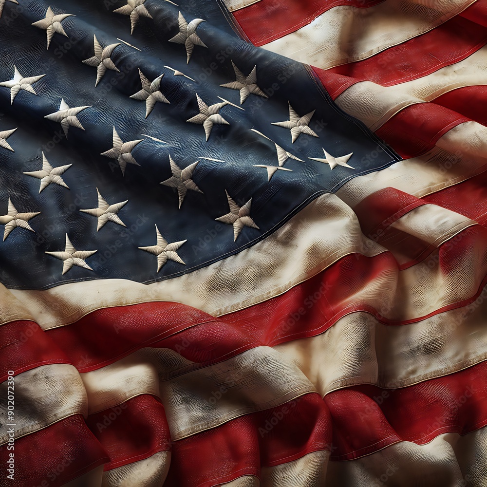 Fototapeta premium American flag symbolizing patriotism, Generative AI.