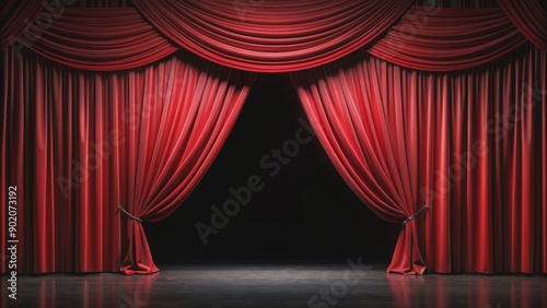 Wallpaper Mural Red stage curtain against a black background , theater, performance, backdrop, drama, entertainment, show, event Torontodigital.ca