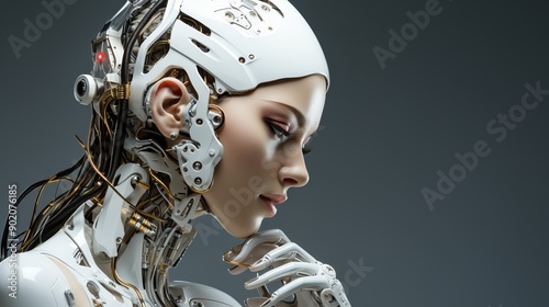 Obraz na płótnie Beautiful AI Robot in Future w salonie