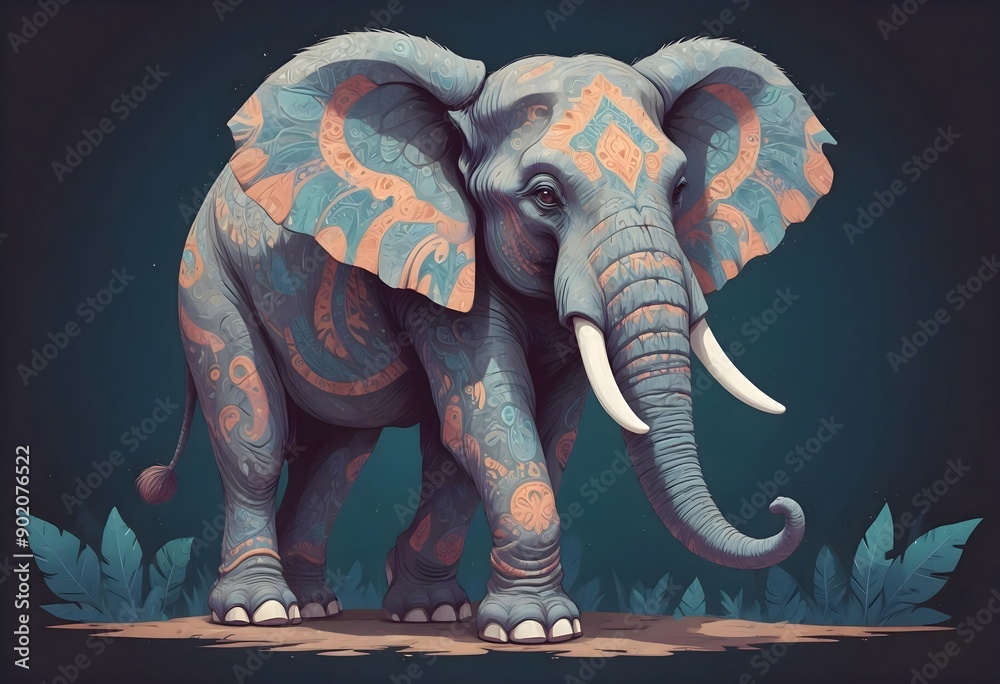 Obraz premium Fantasy an elephant illustration, digital art