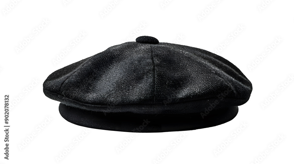 A Black French cap beret isolated on transparent Background A Black French cap beret isolated on transparent Background