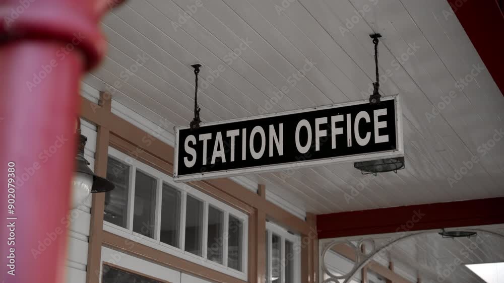 sign station office at the train station. sign station office at the train station.