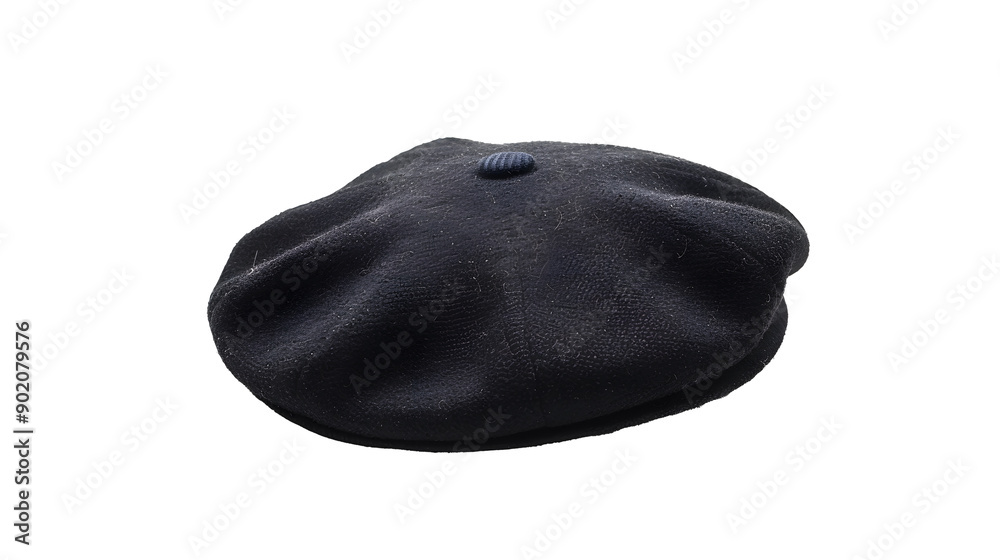 A Black French cap beret isolated on transparent Background A Black French cap beret isolated on transparent Background