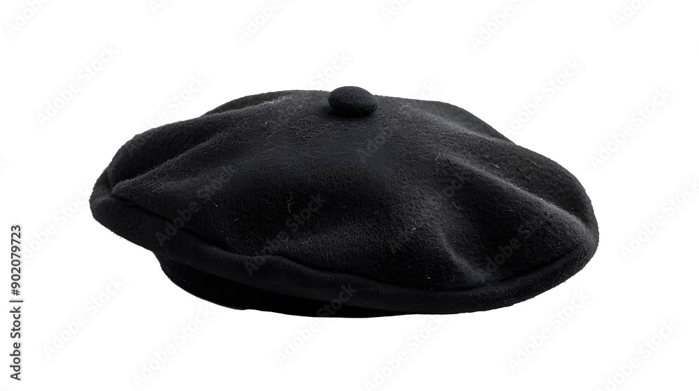 A Black French cap beret isolated on transparent Background A Black French cap beret isolated on transparent Background