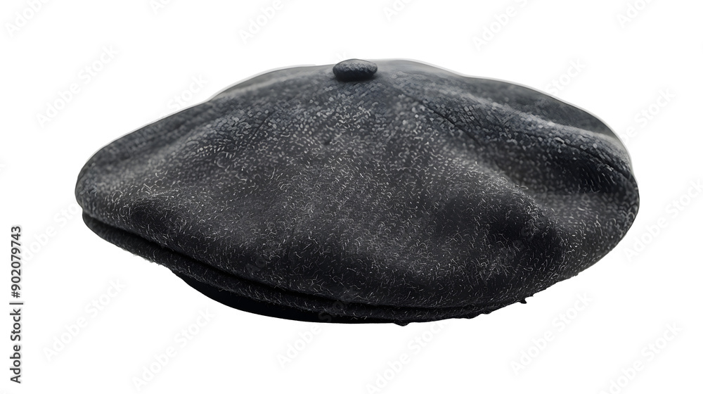 A Black French cap beret isolated on transparent Background A Black French cap beret isolated on transparent Background
