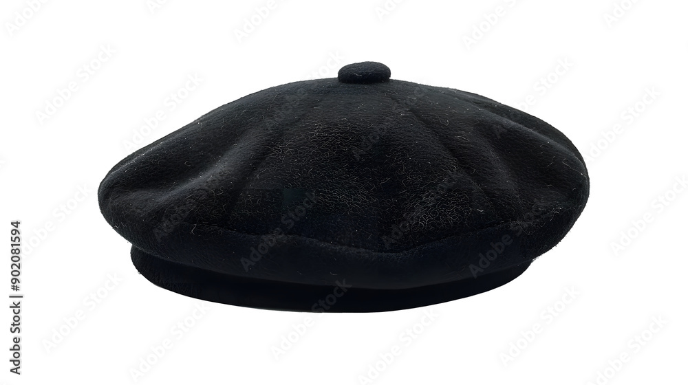 A Black French cap beret isolated on transparent Background A Black French cap beret isolated on transparent Background