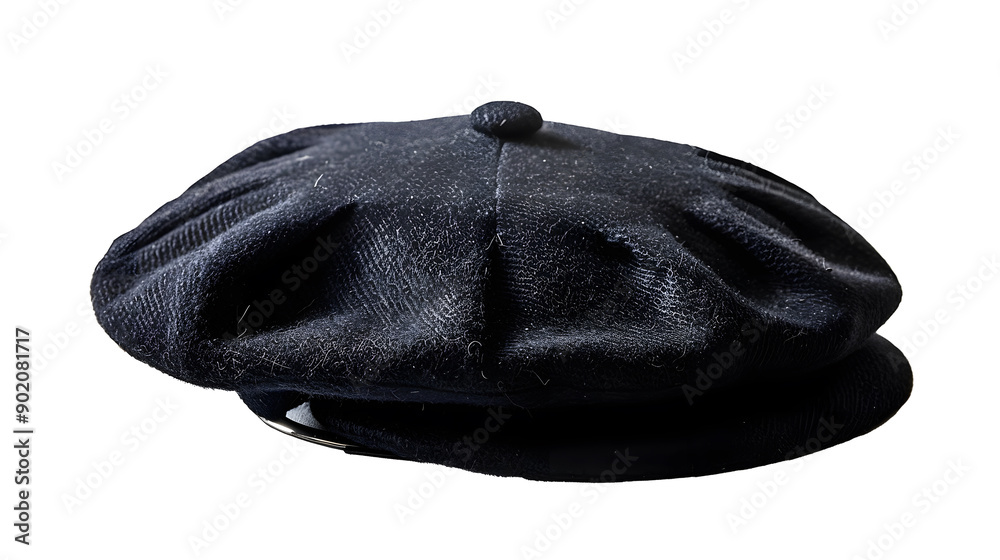 A Black French cap beret isolated on transparent Background A Black French cap beret isolated on transparent Background