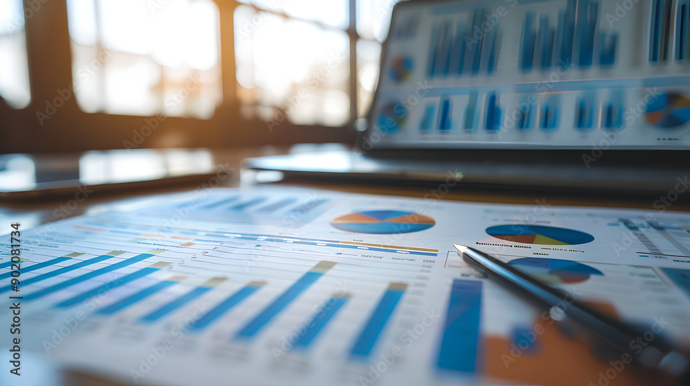 Business analytics concept, financial charts and graphs, business intelligence, profit statistics and finance performance of company Business analytics concept, financial charts and graphs, business intelligence, profit statistics and finance performance of company