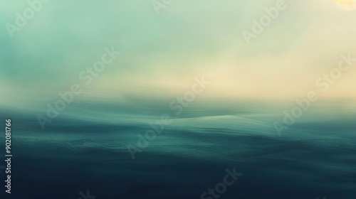 Serene Teal and Green Landscape, Abstract Minimalist Art