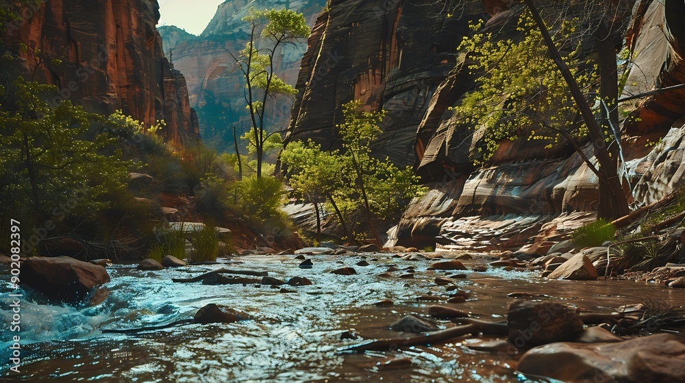 Spring at Zion National Park Utah : Generative AI Spring at Zion National Park Utah : Generative AI