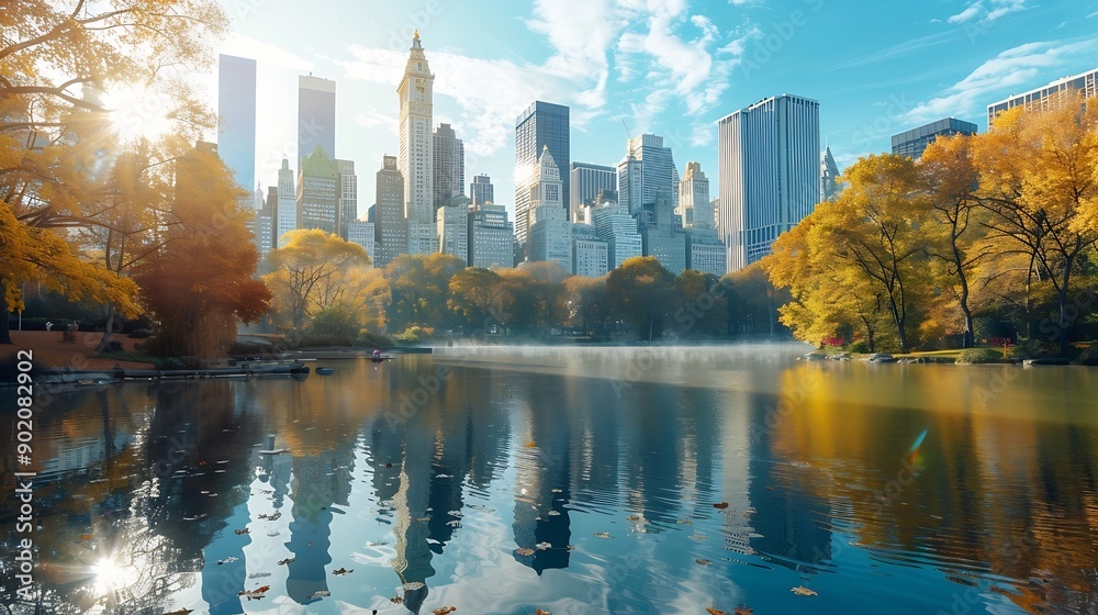 Fototapeta premium Usa new york state new york city central park on sunny day : Generative AI