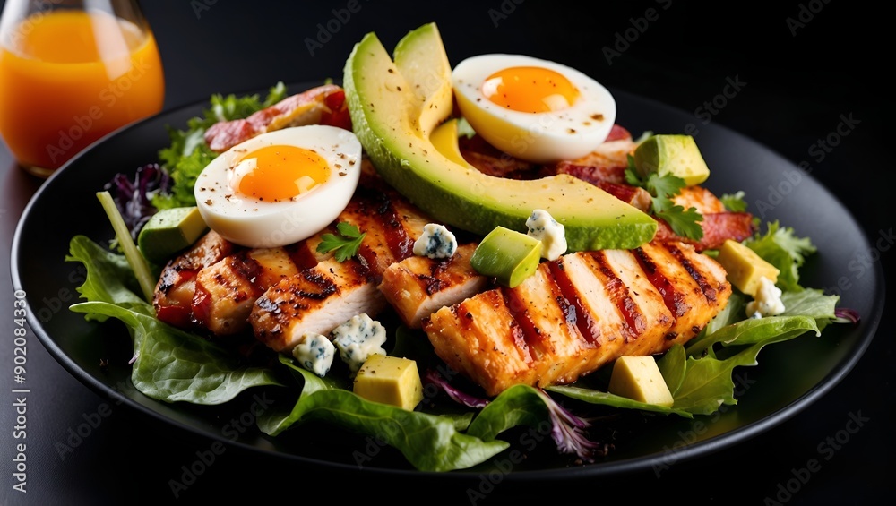 Cobb Salad - with grilled chicken, avocado, blue cheese, eggs, and a vinaigrette Cobb Salad - with grilled chicken, avocado, blue cheese, eggs, and a vinaigrette
