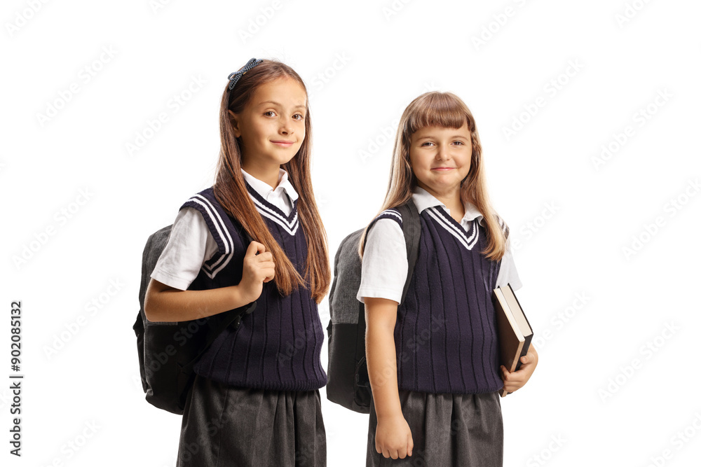 Two schoolgirls in uniforms