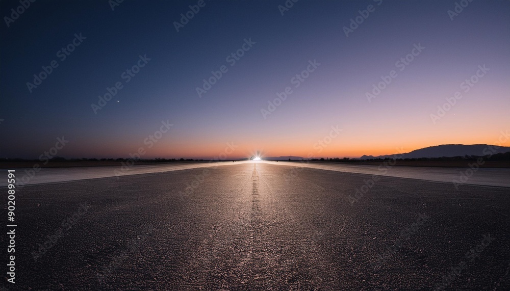 Fototapeta premium Dark Concrete Runway Street Floor with Night Sky Horizon