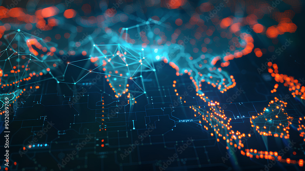 Digital map of Asia, concept of global network and connectivity, data transfer and cyber technology, business exchange, information and telecommunication Digital map of Asia, concept of global network and connectivity, data transfer and cyber technology, business exchange, information and telecommunication