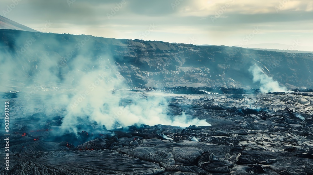 Volcanoes National Park Hawaii volcanic landscape lava flows Kilauea ...