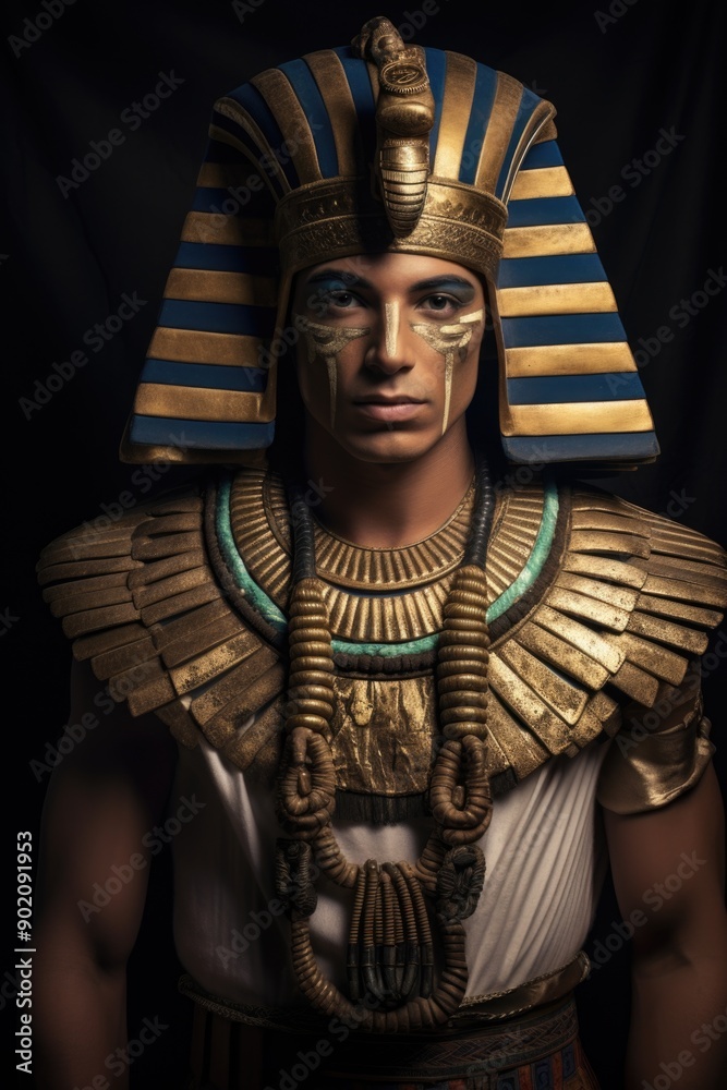 Regal legacy: egyptian pharaoh portrait, majestic essence of ancient egypt's rulers, distinctive features, elaborate headdress, cultural significance of their divine authority