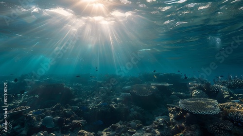 Wallpaper Mural Underwater Background Point of View from Underwater Diving Natural Sun Ray Indo Pacific Ocean Southeast Asia : Generative AI Torontodigital.ca