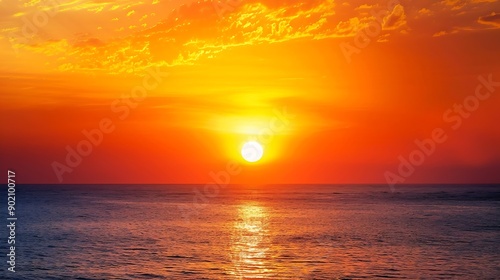 Beautiful orange sunset over the ocean : Generative AI