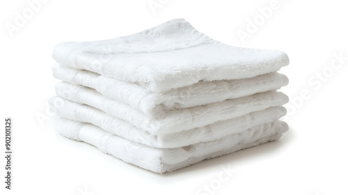 Pristine Stack of Soft White Towels: The Perfect Addition to Your Bathroom photo