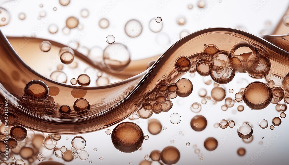 Close-up of various sized brown bubbles on a white background showcasing abstract patterns and textures. Perfect for backgrounds and designs. Close-up of various sized brown bubbles on a white background showcasing abstract patterns and textures. Perfect for backgrounds and designs.