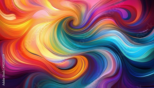Wallpaper Mural Vibrant abstract swirl pattern with flowing colorful waves and dynamic gradients, perfect for backgrounds and artistic designs. Torontodigital.ca
