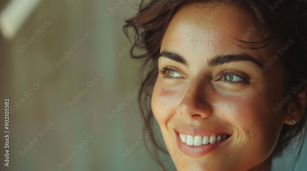 Beautiful woman with a charming smile, exuding confidence. Plenty of copy space on the left side. Beautiful woman with a charming smile, exuding confidence. Plenty of copy space on the left side.