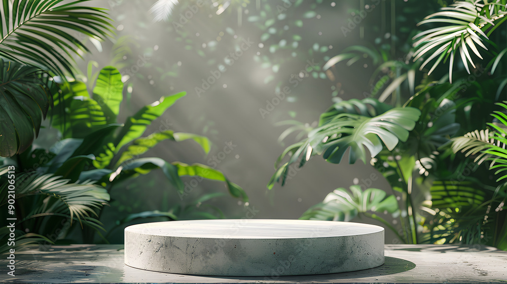 Podium background product green nature 3D forest stand white plant. Cosmetic background product podium display wood jungle studio garden beauty platform presentation mockup pedestal stone tropical Podium background product green nature 3D forest stand white plant. Cosmetic background product podium display wood jungle studio garden beauty platform presentation mockup pedestal stone tropical