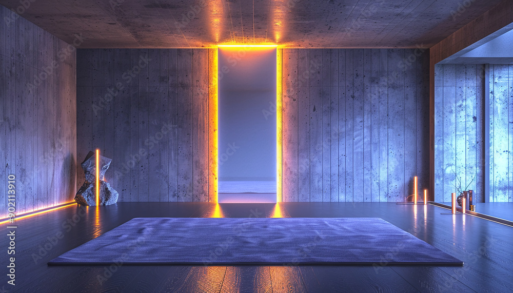 Naklejka premium Sleek yoga space with tranquil decor