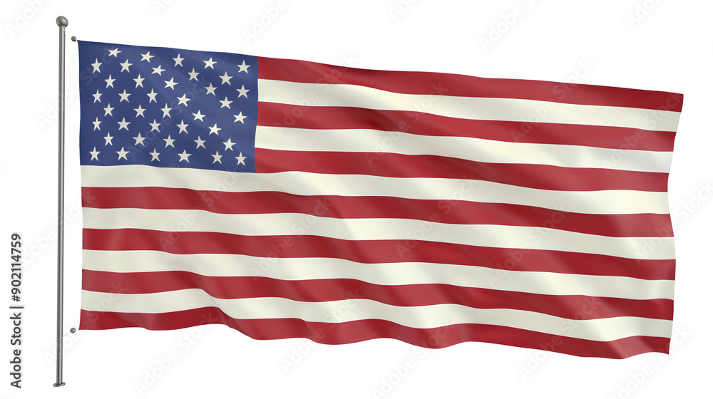 US American flag isolated on white, copy space, National holiday template US American flag isolated on white, copy space, National holiday template