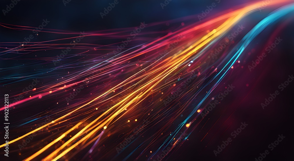 A colorful, long, and wavy line of sparks A colorful, long, and wavy line of sparks