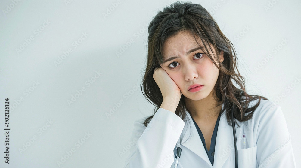 A woman who is anxious. Isolated white background, object focused, PNG, Stock image, HD quality, Generative AI A woman who is anxious. Isolated white background, object focused, PNG, Stock image, HD quality, Generative AI